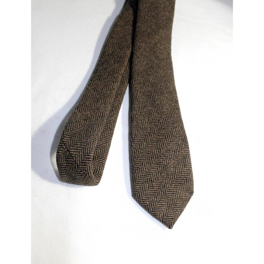 Vintage TWILLORY Skinny Wool Blend Brown Necktie, 2.75 X 60, XL Big & Tall